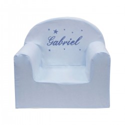 Fauteuil club bleu en mousse, déhoussable et personnalisable