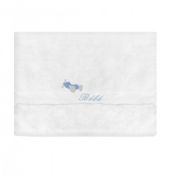 Serviette en éponge blanche brodée avec avion