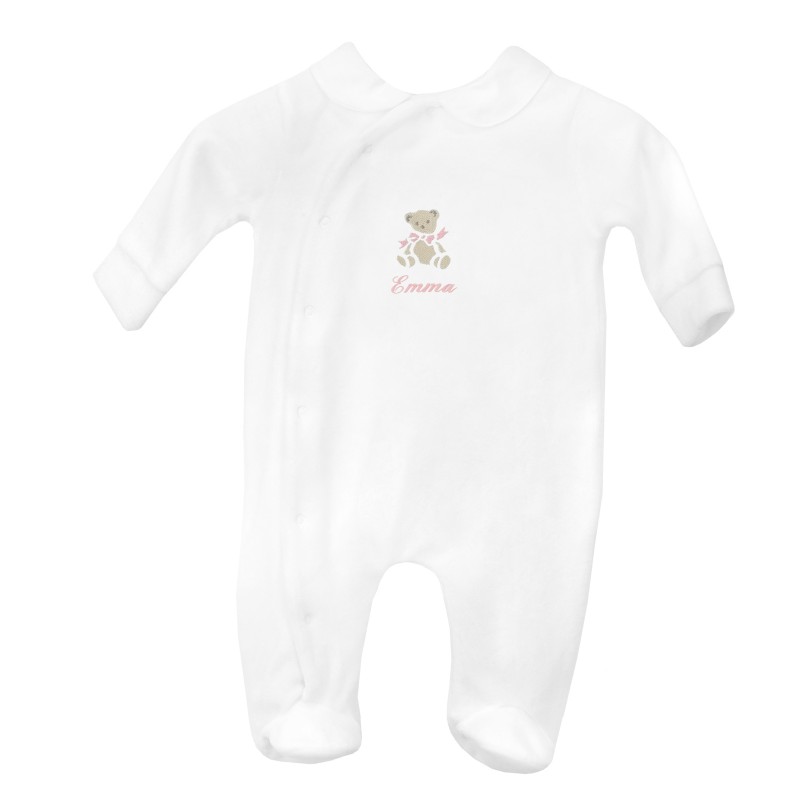 Pyjama garçon 1 mois blanc Hello - Bébé Roi