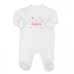 Pyjama bébé personnalisé avec des cœurs