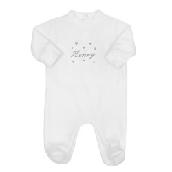 Body bébé broderie personnalisée Coeur + prénom