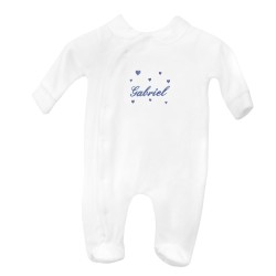 Pyjama à col personnalisé au prénom du bébé avec des cœurs