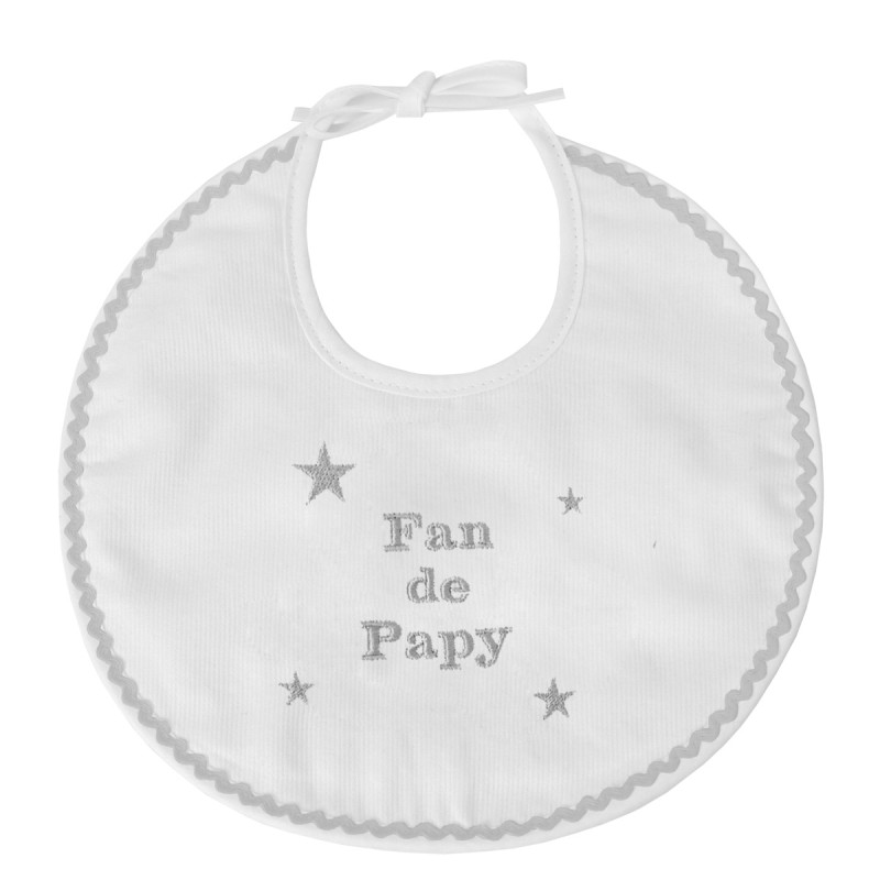 Bavoir naissance brodé Fan de Papy