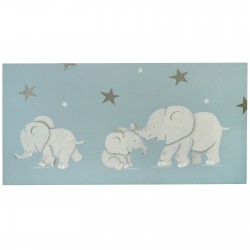 Tableau personnalisé peint à la main au prénom de l'enfant avec des éléphants. Idée décoration chambre enfant.