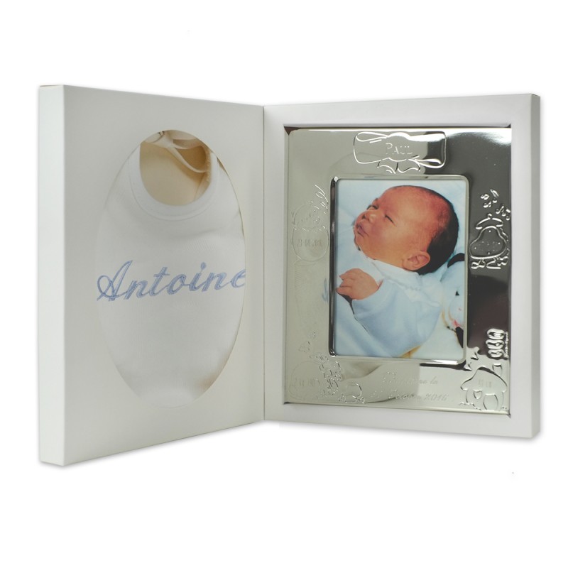 Coffret Naissance Personnalisé avec cadre et bavoir de naissance