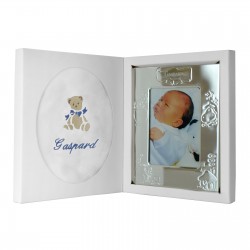 Coffret naissance personnalisé avec doudou lange et cadre au prénom de bébé