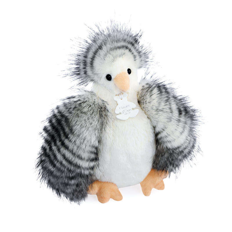 Histoire d'Ours Peluche Poule "Les Poulettes" blanche et grise 20 cm