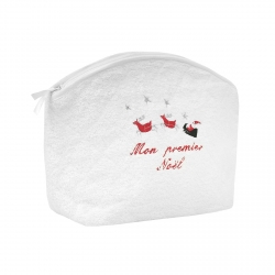 Trousse de toilette en éponge brodée Mon Premier Noël
