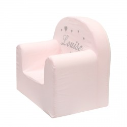 Fauteuil club rose brodé