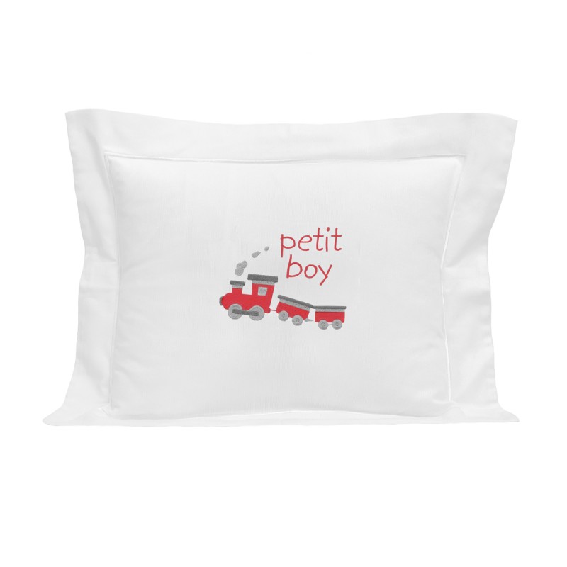 Coussin personnalisé avec un petit train.