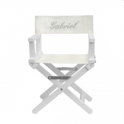 Chaise metteur en scène blanche brodée