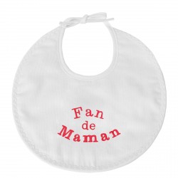 Idée cadeau de naissance : un bavoir de naissance brodé fan de Maman.